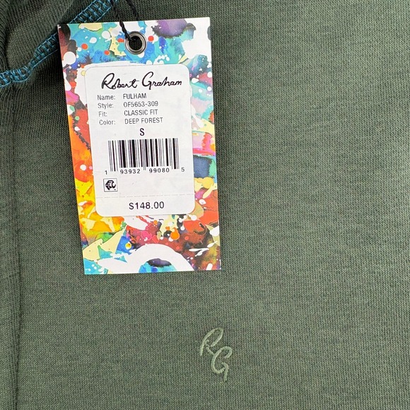 Robert Graham Mens Fulham Quarter Zip Sweatshirt Classic Fit Deep Forest Green S - Picture 5 of 10